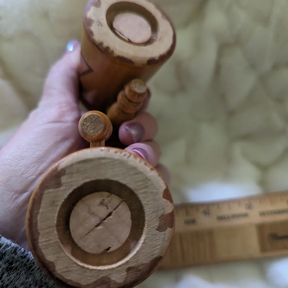 Vintage wooden salt and pepper teapots